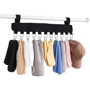 Space-Saving Multi-Clip Hanging Organizer Rack for Hats & Accessories